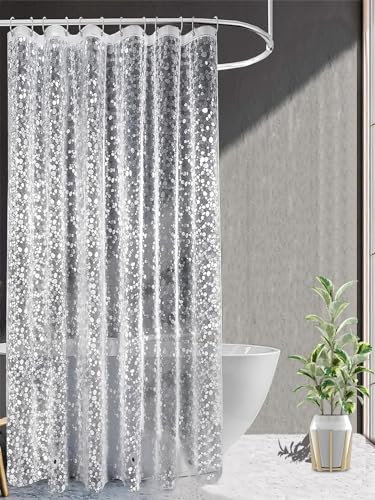 Kuber Industries Cortina de aire acondicionado, cortina de ventana de puerta de PVC, cortinas para puerta, cortina para baño, cortina opaca para ventana, cortina de ducha con 8 anillos, 9 pies,