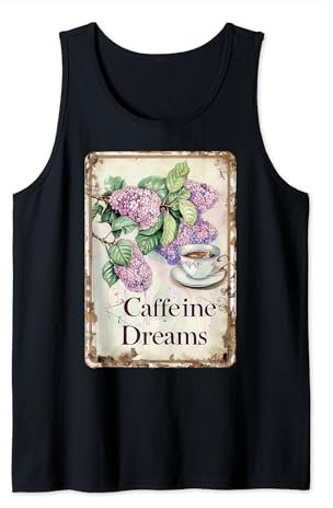 Tasse à café vintage Motif fleurs et caféine Débardeur