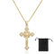 VJUYSW Damen Gold Kreuz Kette, Damen AAA Zirkonia Kreuz Anhänger, Hypoallergene 18K Vergoldete Kette, Modeschmuck für Frauen Mädchen Geschenk