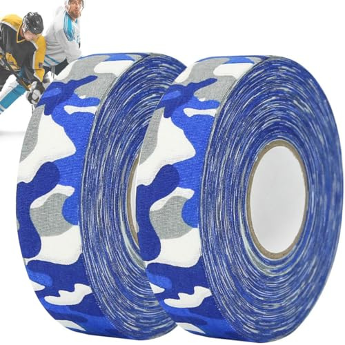 ZESLIV 2 Rollen Rutschfestes Hockey Griffband, Sport Griffe Band, Selbstklebendes Verschleißfesten Schläger Band für Badminton-Griff, Golfstange, Tennis-Squash-Schläger, Camouflage blau