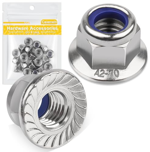 Caianwin Dadi esagonali a flangia M6, DIN 6926, con flangia autobloccante e dentata di blocco, dadi esagonali a flangia in acciaio inox A2