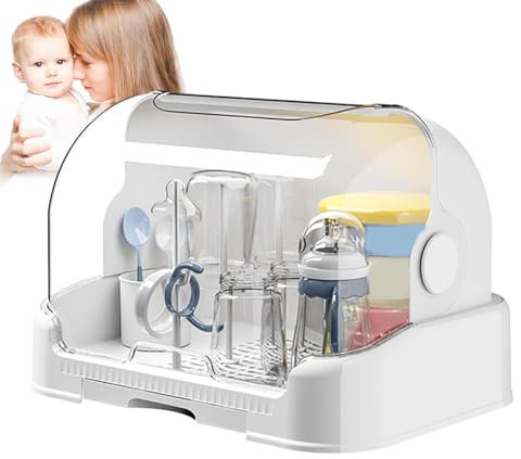 Boîte De Rangement pour Biberon Egouttoir Biberon Bebe avec Couvercle, Rangement Stockage avec Bac À Eau Amovible, Porte-biberon Etendoir À Biberons, Tétines, Tasses pour La Maison, Les Voyages