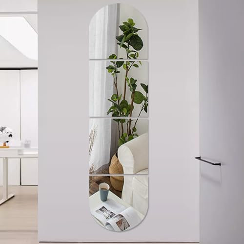 Specchi adesivi in acrilico a tutta lunghezza per pareti, 35 x 35 cm, grandi 4 pezzi, specchio HD, infrangibili, da applicare al trucco, specchio lungo per la casa, non in vetro, ideale per la stanza
