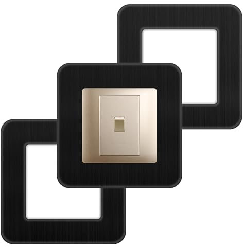 3 Pcs Black Light Switch Surround, Self Adhesive Cover Plates, Modern Square Acrylic Frame for Home Wall Decoration, 3.38 * 3.38 Inch