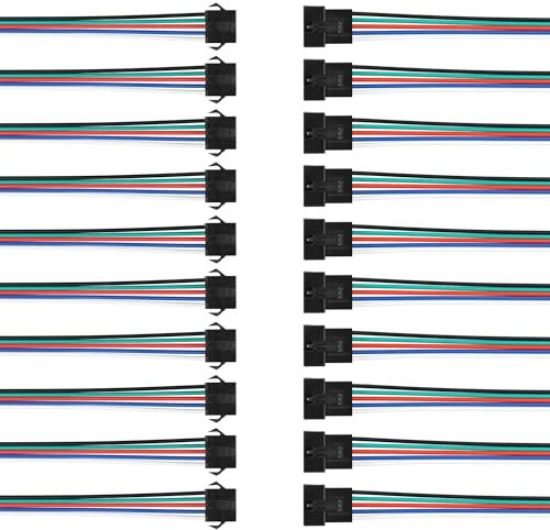 GINTOOYUN 10-Paar JST SM 5-Pin Kabel 22AWG 5-Pin SM Mann/Weiblich Paired Connector Elektrisches Kabel für LED-Lichtstreifen,Chassis Fans,RC Spielzeug,etc (6.02 Zoll)(5-polig)