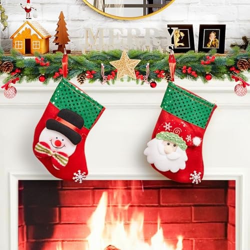 Nikolausstrumpf Kinder Klein 2er, Weihnachtsstrumpf Personalisiert Nikolausstiefel zum Befüllen Kaminsocken Weihnachten Deko, Nikolaus Socken zum Befüllen Weihnachtsstrümpfe Kamin für Weihnachtsdeko