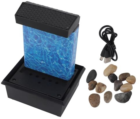 ZLXHDL Tabletop Fountain, USB Cable 5V LED Lights Irregular Stone Water Fountain, Indoor Water Fountain with Lights, with River Rocks for Relaxation,Home and Office Decoration