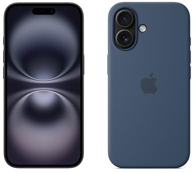 Apple iPhone 16 (512 GB) - Negro + Funda de Silicona con MagSafe - Denim