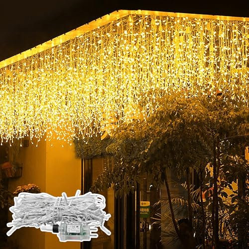 SUBTLETY 10m Lichterkette Außen 400 LEDs Weihnachtsbeleuchtung mit 8 Leuchtmodi Wasserdichte IP44 Lichtstränge für Garten & Balkon Lichterketten für Weihnachten Ostern Halloween Hochzeit (Eiszapfen)