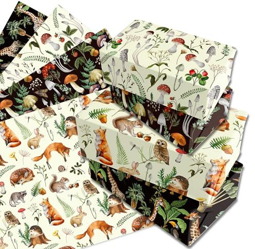 12 Blatt Pilz Geschenkpapier Doppelseitig Bedruckt für Einschulung, Hochzeit, Party, Urlaub, Geburtstag - 50 x 68 cm