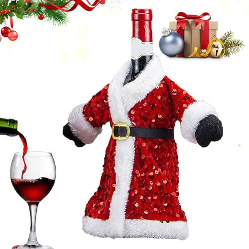 Christmas Covers for Wine Bottles, Sweater Wine Bottle Dress Coat Handmade Bottle Sweater | Decorative Festive Wine Bottle Bag for Family Friends Colleagues Wine Lovers