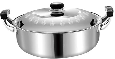 WATIIFUFU Pentola Hot Pot in Acciaio Inox, Divisore Doppio, Argento