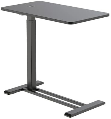 Spacetronik Höhenverstellbarer Beistelltisch, Mobiler Couchtisch mit verdeckten Rollen, Laptoptisch mit manueller Höhenverstellbar 66–106 cm, Nachttisch für Couch, Bett (Schwarz, 80x45 cm)