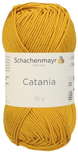 1 matassa/confezione Schachenmayr (SMC) Catania Originals Filato, ogni gomitolo 50 g / 125 m / 100% cotone mercerizzato per maglieria e uncinetto, peso sportivo, 249 - oro
