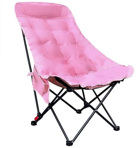 pykaaiiu Campingstuhl, Strandstuhl, Klappstuhl, Faltbarer Angelstuhl mit Getränkehalter, Tragetasche, maximales Gewicht des Klappstuhls 160 kg, geeignet für Camping, Garten(Rosa)