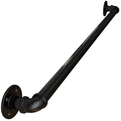 Ringhiera dell'interno della scala del ferro battuto nero opaco di 10ft per progettazione fissata al muro del tubo di sicurezza degli anziani