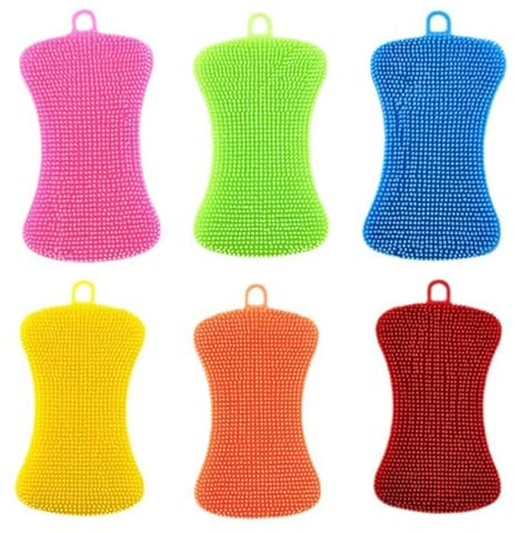UBSIUH 6 Pieces Of Silicone Dishwashing Brush, Kitchen Tools, Tableware Cleaning Brush, Durable Dishwashing Brush, Multi-Purpose Cleaning Tools.