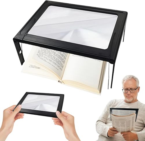 Qivine 3X Leselupe mit Licht für Senioren Groß, Lupe mit Licht | Dimmbare Lupen mit 12 LED Licht, Größere Linsen, Klappbarer Ständer Hände Frei, für Bücher Nähen Lesen Sehschwäche