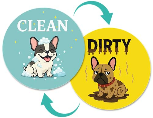 Dishwasher Magnet Clean Dirty Sign Funny - Double-Sided Clean/Dirty for Stainless Steel Dishwashers - Pet Magnetic Home and Kitchen Gadgets - Cute Dog