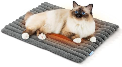 AVQY Soft Self Warming Cat Bed, 61X45CM Thermal Warm Small Dog Pad for Indoor & Outdoor, Washable Pet Mat with Non-Slip Bottom