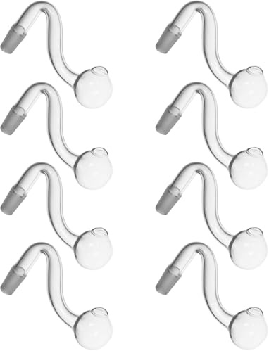 AGD LIGHTS 8 piezas de 10/14/18 mm macho de vidrio quemador de aceite tubos de agua adaptador de bong transparente grueso S tazón para tuberías de vidrio tuberías de agua gruesas (10 mm)