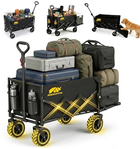 MIKKUPPA Faltbarer Bollerwagen 150L 170KG Tragkraft, Anthrazit Handwagen