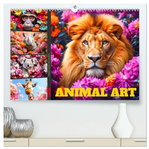 Animal Art - Tiere und Blumen (hochwertiger Premium Wandkalender 2026 DIN A2 quer), Kunstdruck in Hochglanz: Holen Sie sich jetzt Ihren Animal Art ... Blumen das ganze Jahr über. (CALVENDO Tiere)