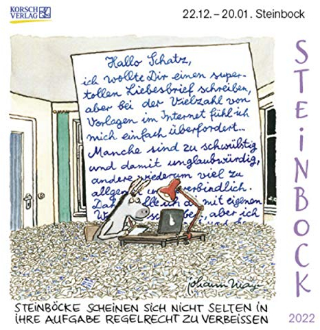 Steinbock Mini 2022: Sternzeichenkalender-Cartoon - Minikalender im praktischen quadratischen Format 10 x 10 cm.