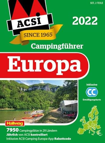ACSI Campingführer Europa 2022: in 2 Bänden inkl. ACSI CampingCard Ermässigungskarte und ACSI Camping Europa-App Rabattcode (Coverdesign variiert) (Hallwag ACSI Campingführer)