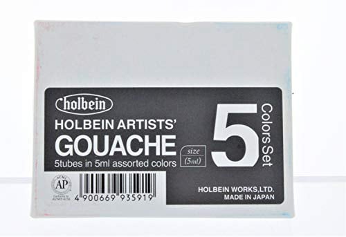 Holbein Artists39; Gouache Sample Set of 5 5 ml Tubes