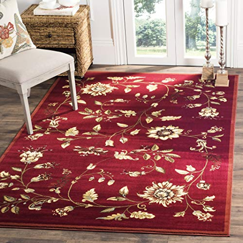 SAFAVIEH Lyndhurst Collection Area Rug - 8' x 11', Red & Multi, Traditional Floral Design, Non-Shedding & Easy Care, Ideal for High Traffic Areas in Living Room, Bedroom (LNH552-4091)