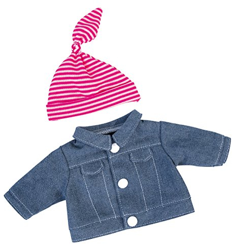 Bayer Design 83054AA Kleidung für Puppen Circa 30 cm, Jeansjacke mit Mütze, Puppenzubehör, Jeans, rosa