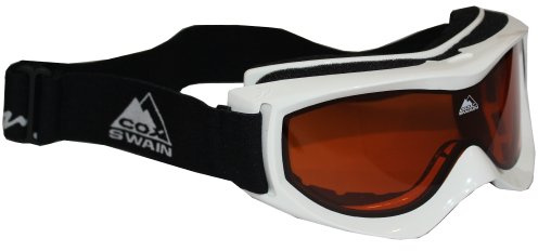 Cox Swain Ski-/Snowboardbrille Cruise - 4 Lenscolors wählbar! - mit Box und Reinigungstuch!, LensColor: White Frame/orange Lens