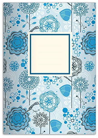 Kartenkaufrausch 4 fröhliche Flower Power DIN A4 Schulhefte, Schreibhefte, blau Lineatur 27 (liniertes Heft)