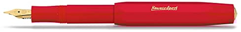 Kaweco CLASSIC SPORT Fountain Pen Red with Gold-Plated Steel Nib and Iridium Tip for Ink Cartridges I Sport Fountain Pen 13 cm I Nib: B (Broad)