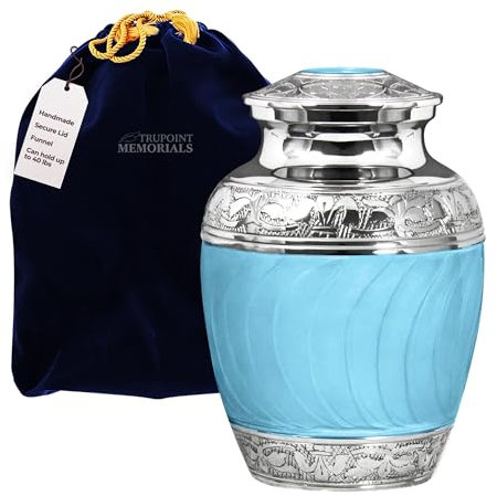 Trupoint Memorials Urnen für menschliche Asche, handgefertigte Baby-Urne für Mütter, die Ihr Kind verloren haben - Medium, Hellblau