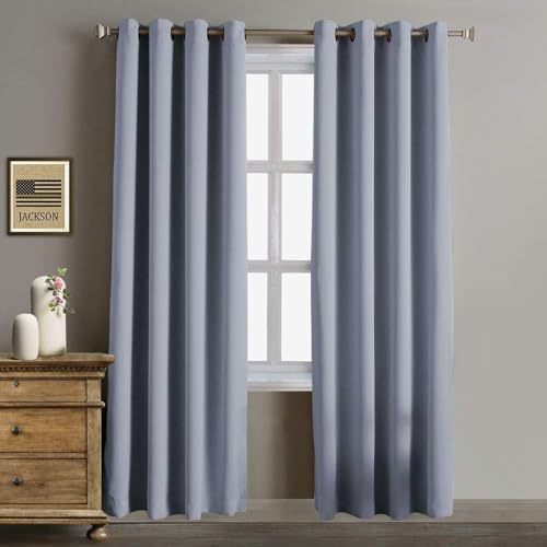 Rose Home Fashion Verdunkelungsvorhang mit Ösen, 2 Stücke Vorhang Blickdicht Vorhänge Blickdicht, Blickdichter Vorhang, Vorhang Verdunkelung für Schlafzimmer Wohnzimmer 175 x 140 cm (H x B)-Hellgrau