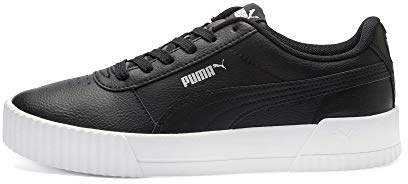 PUMA Women's Carina L Sneaker, Black Black White Silver, 4.5 UK