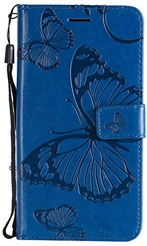 DENDICO Coque pour iPhone XR, Cuir Coque Magnétique Portefeuille Étui Housse avec Fonction de Support et Crédit Slot, TPU Coque de Protection pour iPhone XR - Bleu
