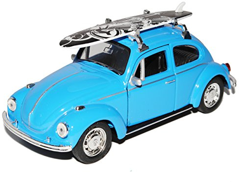 Welly Volkwagen Käfer Coupe Blau mit Surfbrett ca 1/43 1/36-1/46 Modell Auto