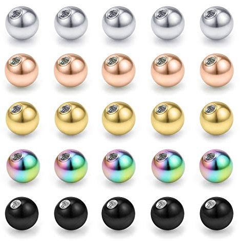 Funseedrr Piercing kugeln Set 1,2mm Gewinde Edelstahl 3mm Ersatzkugel Schraubkugel(verschiedene Farben)