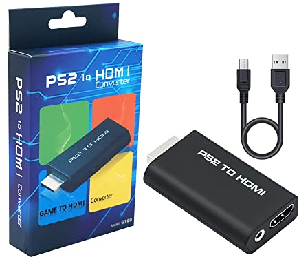 Mcbazel PS2 to Hdmi Adapter auf Hdmi Konverter PS2 mit 3,5-mm-Audioausgang für HDTV-Monitor,Kompatibel mit PS1 und PS2 10000, 30000, 50000 und 70000