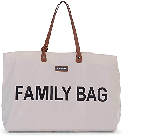 Childhome, Family Bag, Wickeltasche, Reisetasche/Wochenendtasche, Großes Fassungsvermögen, inkl. abnehmbarer Tasche, Ecru/ Schwarz