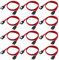 DaFuRui - Cable SATA III (6 Gbps, 16 pulgadas, 12 unidades), color rojo