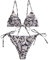ZAFUL Damen Gepolstert Bikini Set, Einfarbig Bikini Badeanzug mit Dreieck Cup Spaghetti-Träger (Schwarz-A, M)