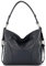modamoda de - T202 - ital. Damen Henkeltasche Schultertasche aus Leder, Farbe:Dunkelblau