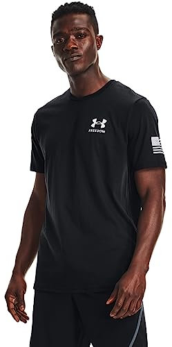 Under Armour Men's New Freedom Flag T-Shirt, Black (001)/White, Large