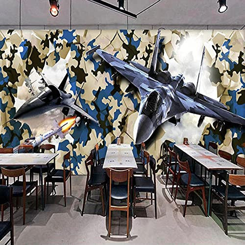 TIANZXS Mural Wallpaper Retro 3D Plane Broke Wall Fresco Bar Restaurant Cafe Creative Background Wall Decor 3D Wallpaper