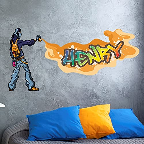 vr140 tjapalo® cooles Wandtattoo Graffiti Name Wandtattoo Kinderzimmer jungen wandtattoo Teenager Cool Wandtattoo Kinderzimmer Name, Größe: B130xH58cm