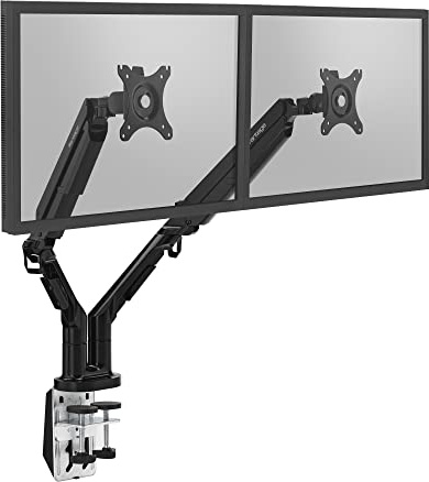 Vantage Premium Duo Monitor Halterung (VESA 75 & 100, 2X 2-9 kg, für 17-32 Zoll Bildschirme, mit Gasdruckfeder, drehbar, neigbar, schwenkbar) schwarz